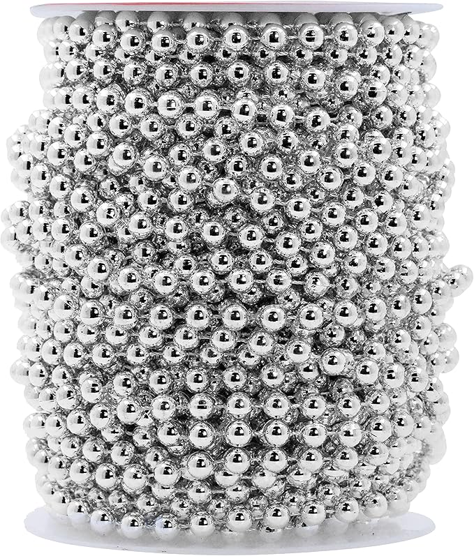 Mandala Crafts 6mm Faux Metallic Silver Pearl Beads Roll by MandalaCrafts