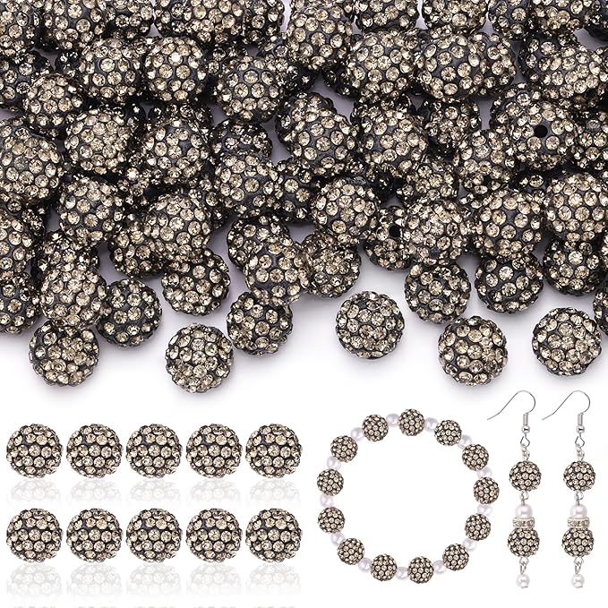 200pcs 10mm Rhinestone Beads for Jewelry Making, Sparkle Crystal Clay Christmas by TINKRSTUFF