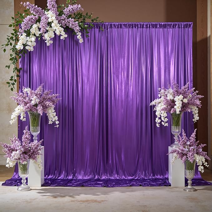 10x10ft Thick Purple Glitter Backdrop Curtain Panels by Outpain