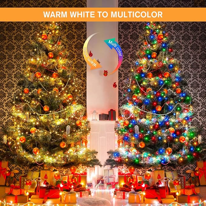 JMEXSUSS 500 LED Color Changing Christmas Lights, 163FT Warm White & Multicolor - Image 2