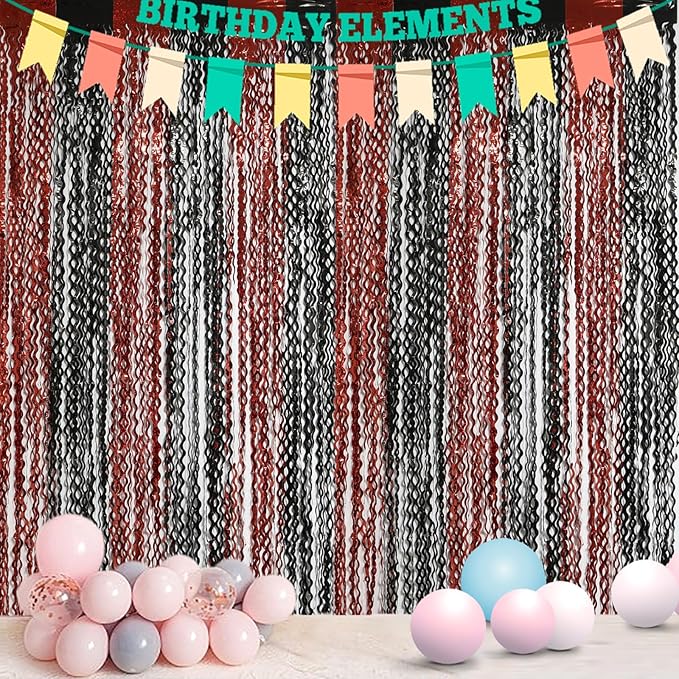 4 Pack Sparkle Red and Black Fringe Curtain - Image 7