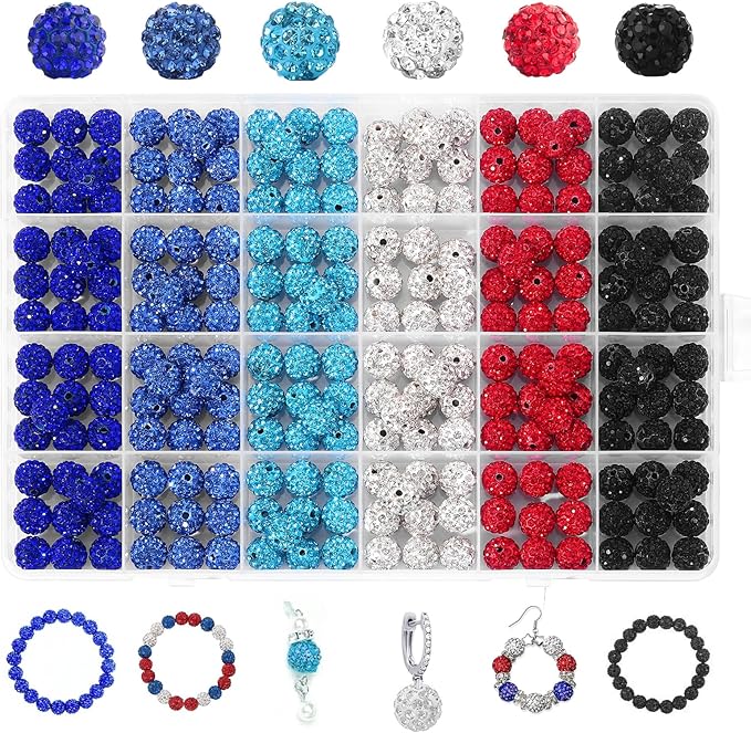 240pcs 10mm Rhinestone Beads for Crafting, Sparkle Clay Beads Crystal Disco by novani