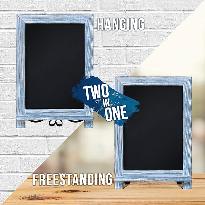 HBCY Creations Rustic Blue Wood Tabletop Chalkboard - Image 4