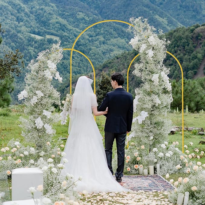 Wokceer Wedding Arch Backdrop Stand Set of 3 Gold Metal Wedding Arch Stand - Image 6