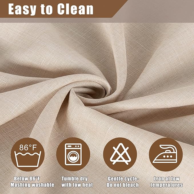 Fitable Faux Linen Tablecloth Square Wrinkle Resistant Fabric Neutral Table - Image 5