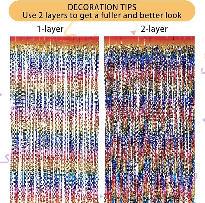 3 Pack Colorful Foil Fringe Curtain Backdrop - Image 5