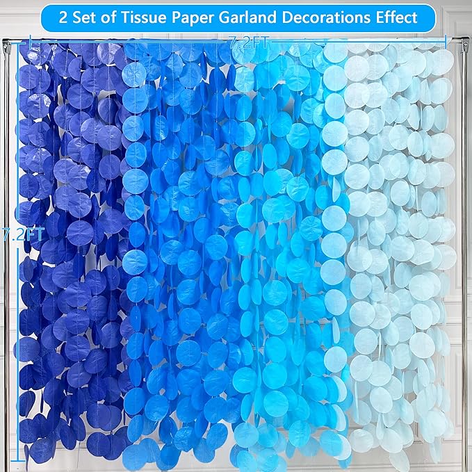 PinkBlume 205 Ft Blue Party Decorations Ombre Navy Circle Dot Backdrop Streamer - Image 3
