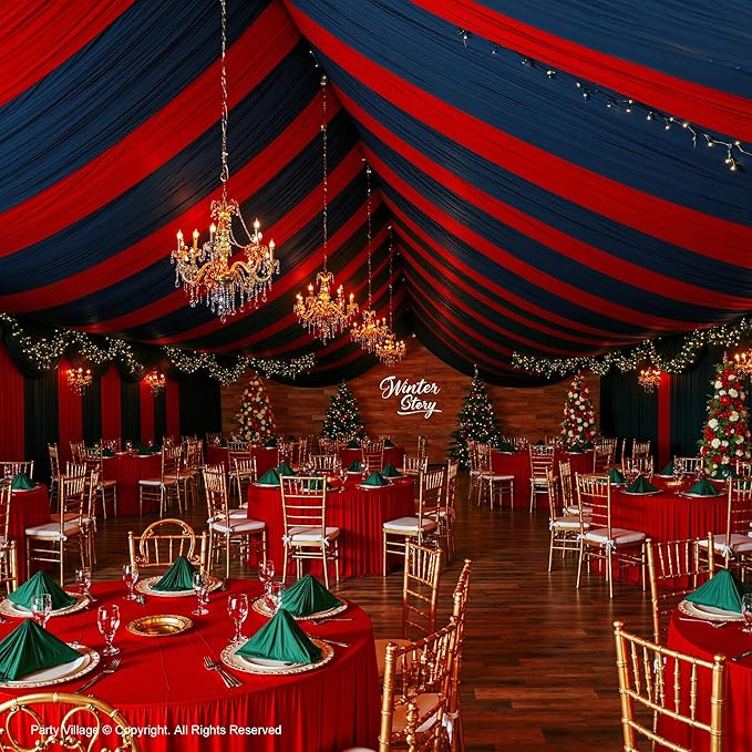 PartyVillage 20ftx40ft Red Ceiling Curtain - Image 7