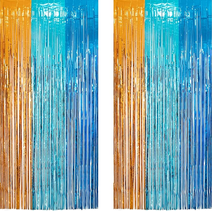 Orange Blue Party Streamers Backdrop by GREATRIL