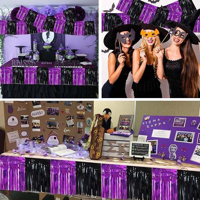 BEISHIDA 3 Packs Metallic Foil Fringe Garland Black Purple Wall Hanging Tinsel - Image 4