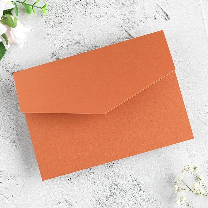20 PCS Burnt Orange Tri-fold Laser Cut Wedding Invitation Pockets - Image 7