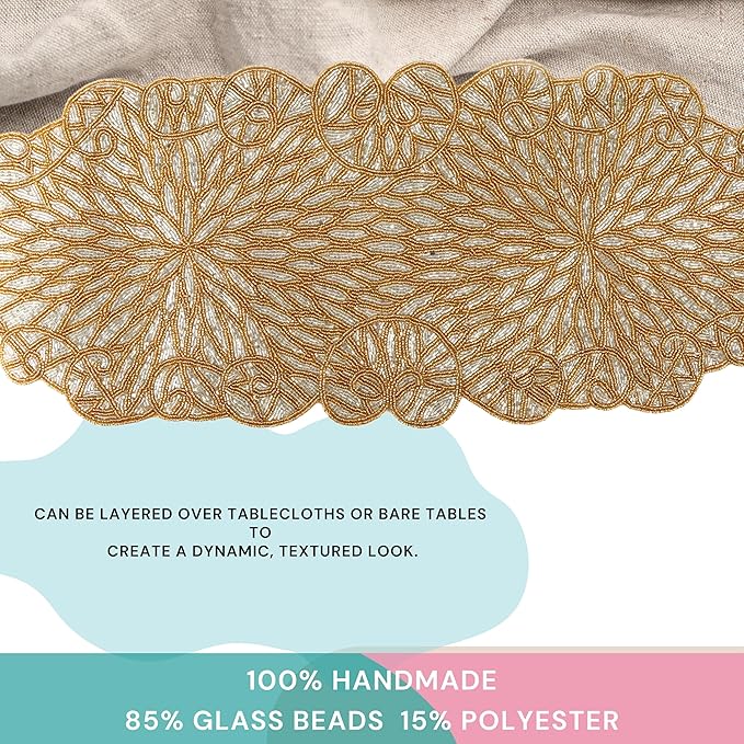 Metallic Bead Table Runner 13x36 Inches - Image 5