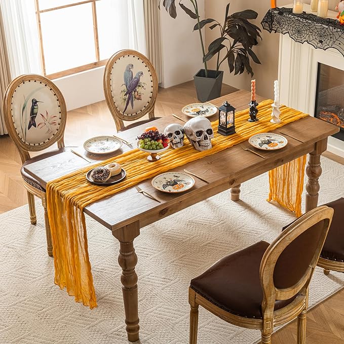 Sioloc Yellow Cheesecloth Table Runner Fall Autumn Decor - Image 3