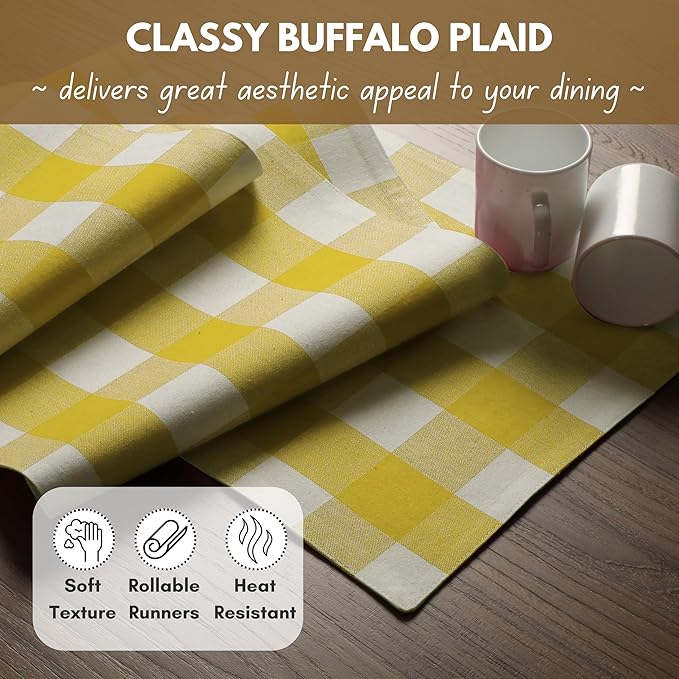 Native Fab Table Runner Buffalo Check Plaid 100% Cotton - Image 2