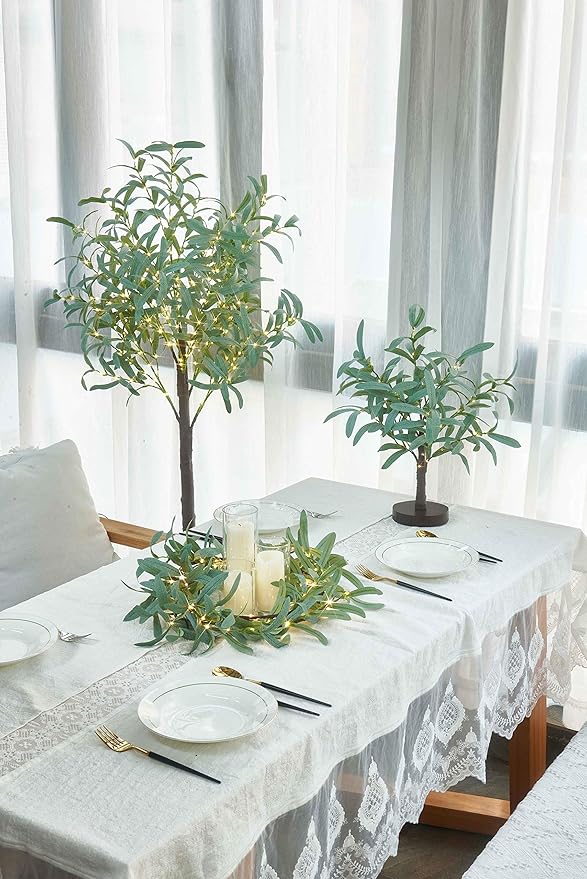 LITBLOOM Lighted Tabletop Olive Tree 18IN 50 LED Fairy Lights - Image 5