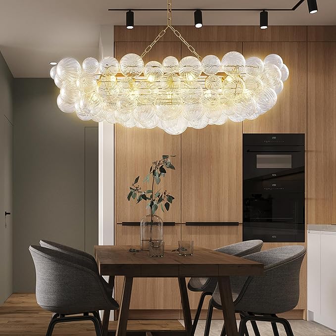 Nordic Bubble Ball Swirled Glass Chandelier 50 inch Rectangular Island Light - Image 7