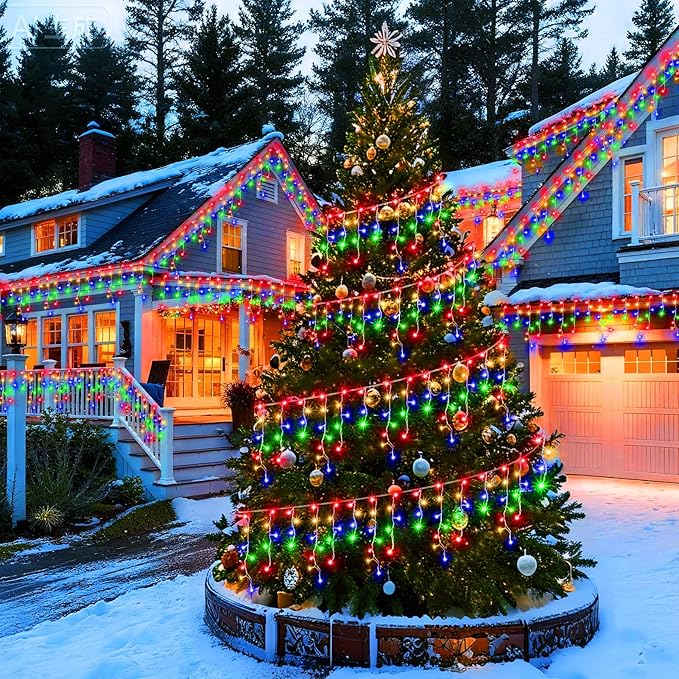 KNONEW Christmas Lights Outdoor Decorations 400 LED 33ft 8 Modes Curtain Fairy - Image 9