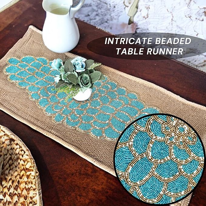 Beaded Table Runner 13 x 36 Inches - Image 2