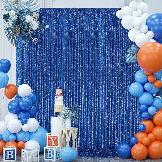 Sequin Backdrop Curtain Royal Blue Party Decorations: Glitter Photography - Image 5