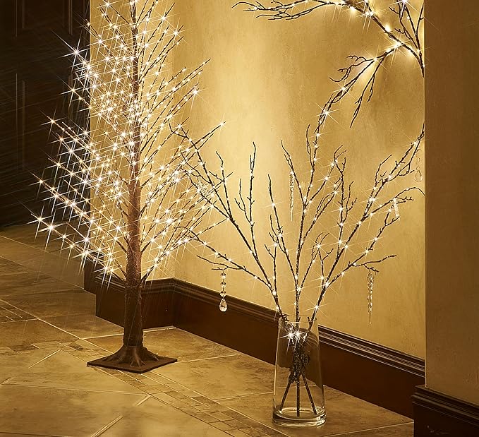 Fudios Lighted Willow Branches Christmas Glitter Battery Operated 32IN 120 LED - Image 4