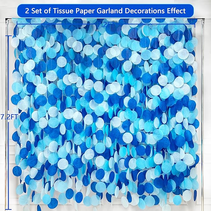 205Ft Navy Blue White Party Decorations Circle Dot Backdrop Garland Royal Blue - Image 3