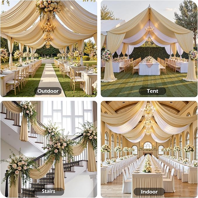 PartyVillage 20ftx40ft Beige Ceiling Curtain - Image 5