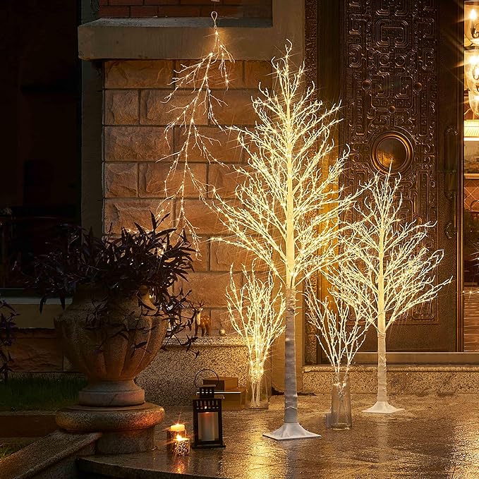 Hairui Lighted Branches with Iredescent Glitter 120 Fairy Lights USB Plug in - Image 6