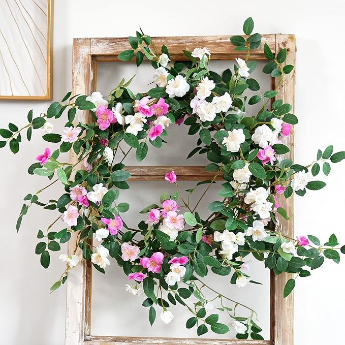 FiveSeasonStuff Bendable Shabby Chic White Flower Garlands, Artificial Silk - Image 6