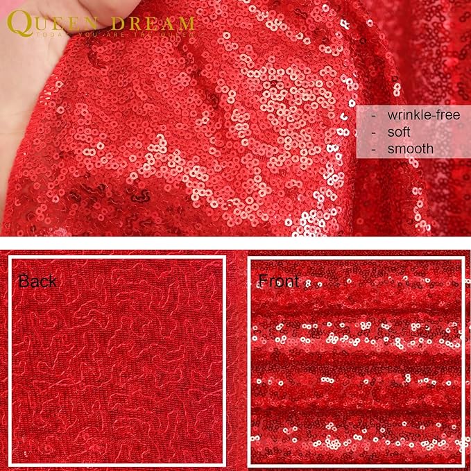 8ft x 8ft Red Sequin Backdrop Party Backdrop Curtain - Image 5