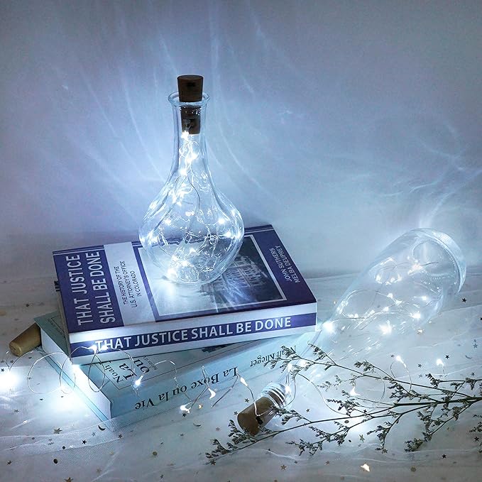 Wine Bottle Lights with Cork, 12 Pack Battery Operated 12 LED Cork Shape Silver - Image 6