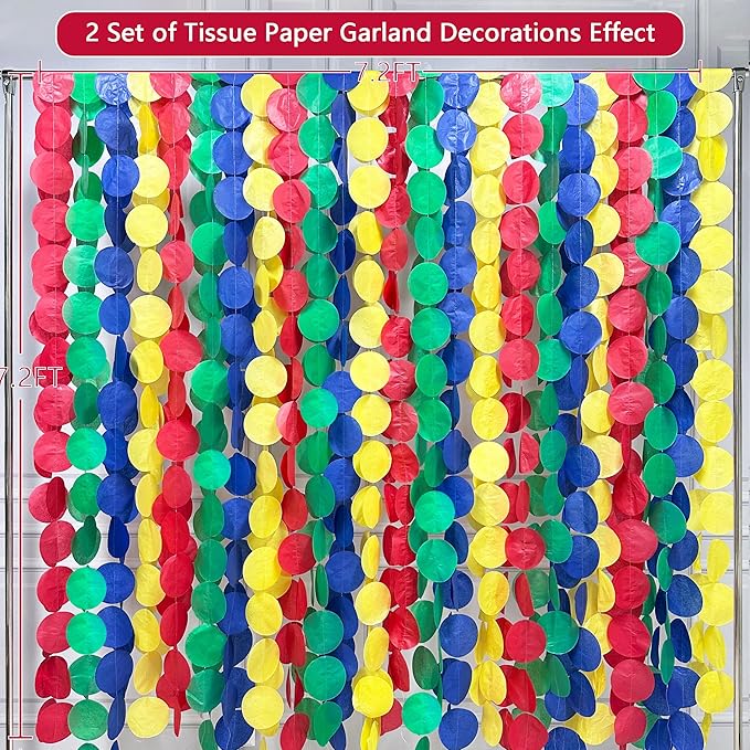 205Ft Super Mario Party Decorations Red Green Blue Yellow Big Polka Dot Tissue - Image 3