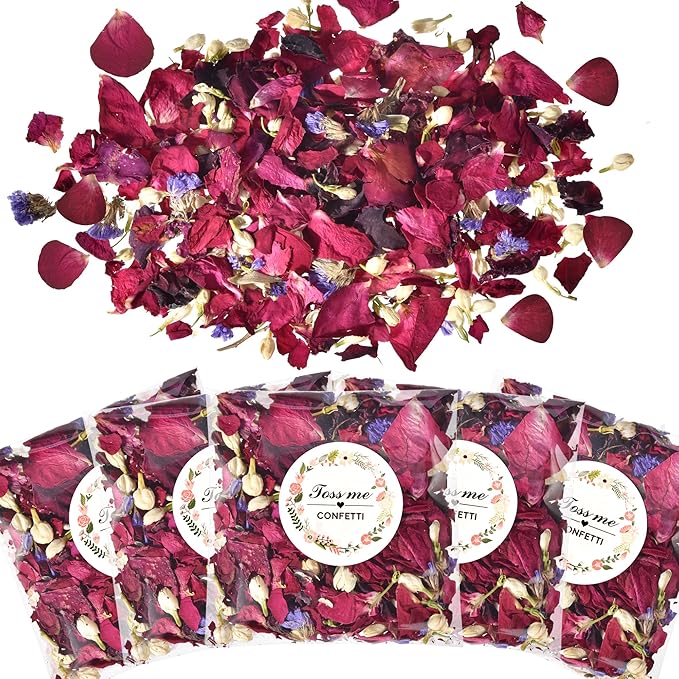 20 Pack Prefilled Confetti Packets, Biodegradable Flower Petals, Real Dried by Jexusev