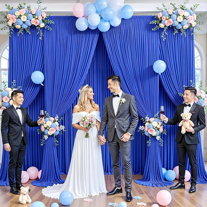 40ft x 12ft Royal Blue Backdrop Curtains Wrinkle Free Backdrop Curtain - Image 4