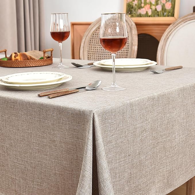 Fitable Faux Linen Tablecloths Rectangle 60 x 102 Inch - Image 2
