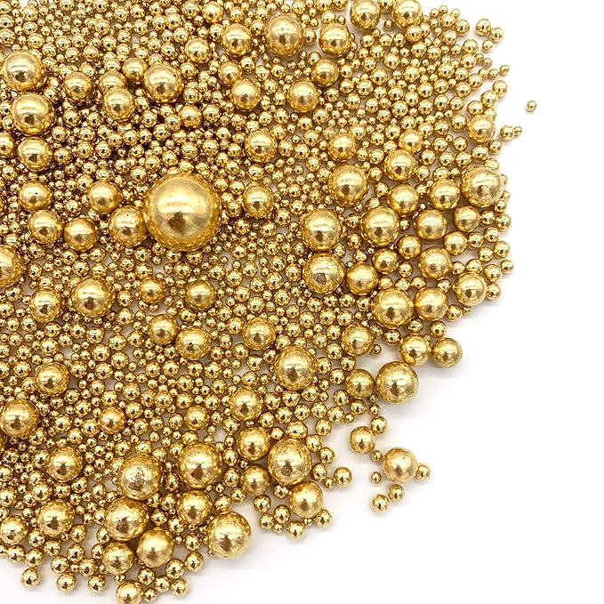 Weraru Edible Bright Gold Pearl Sugar Sprinkles Candy Mixing Size Baking Edible - Image 2