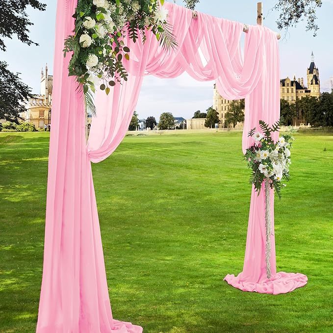 VACVELT Wedding Arch Draping Fabric Blush Pink Chiffon, 1 Panel Sheer Drapes 30 - Image 2