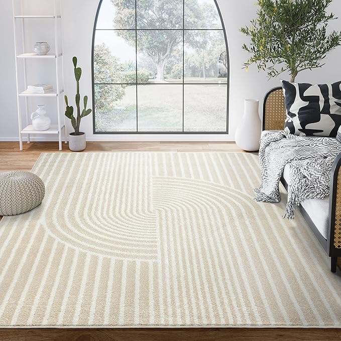 Abani Area Rug for Living Room -Nuevo 9' x 12' Beige Arch Pattern Area Rug by Abani