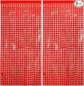 2 Pack Red Square Tinsel Party Backdrop Christmas Decorations Foil Fringe by AMONE