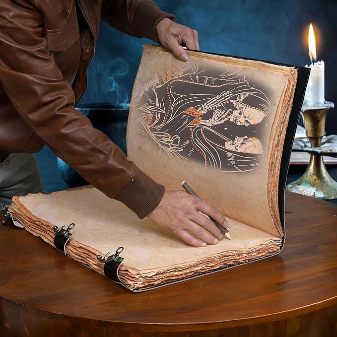 cuero Book of Spells Leather Journal Deckle Edge Paper Grimoire Printed Journal - Image 3