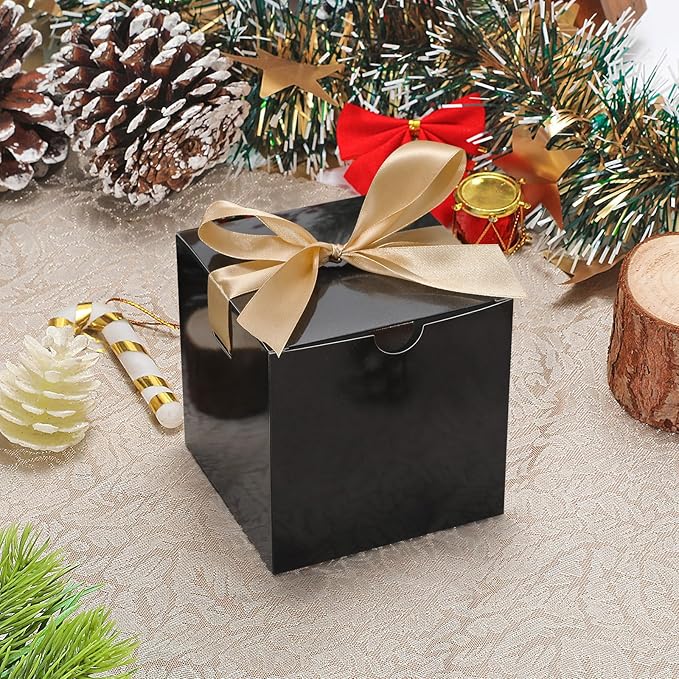 DOYIDE Small Gift Boxes, 20 Pack 5x5x5 Inch Black Elegant Paper Boxes - Image 2