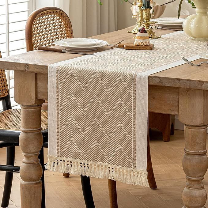 Table Runners 138 Inches, Waterproof Boho Table Runner by UWWGKK