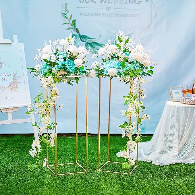 Gold Flower Stand for Table: 31.5” Tall Centerpiece Stand for Wedding Table - Image 3