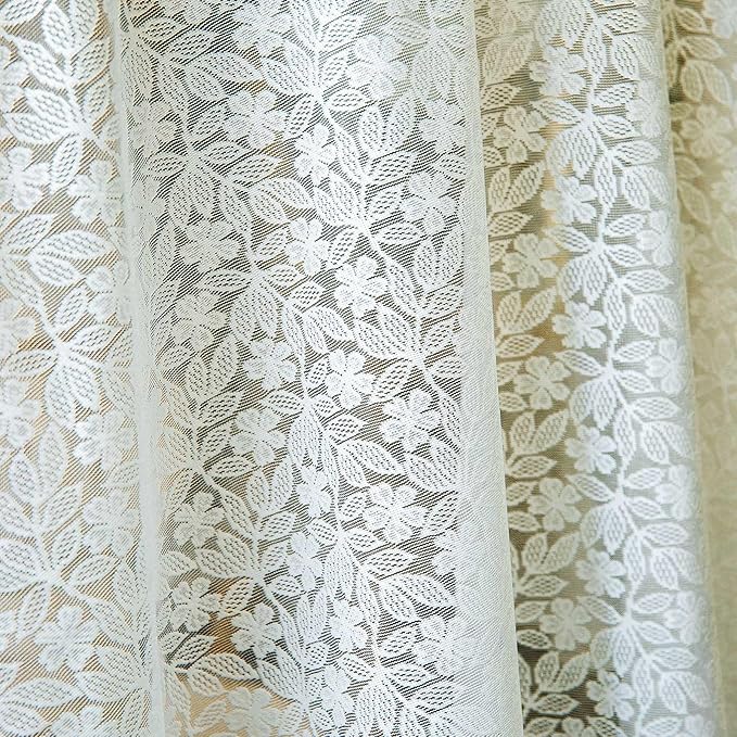 Lace Tablecloth Leaf Pattern Warp Knitting Fabric Solid White Round Table Cover - Image 5