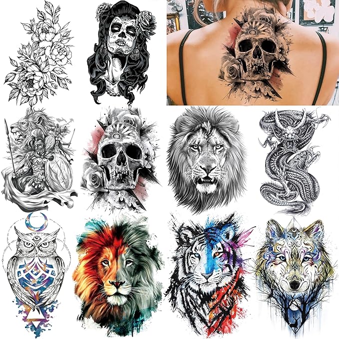 53 Sheets 3D Large Tiger Dragon Temporary Tattoos - Image 3