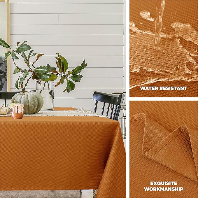 Biscaynebay Fall Tablecloth Textured Fabric Square Tablecloths 60x60 Inch - Image 2