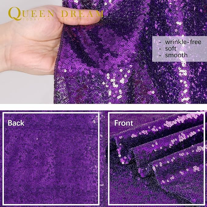 7ft x 7ft Purple Sequin Backdrop Glitter Party Backdrop Curtains Photo - Image 7
