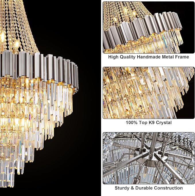 54" Luxury Long Crystal Chandelier - Image 7