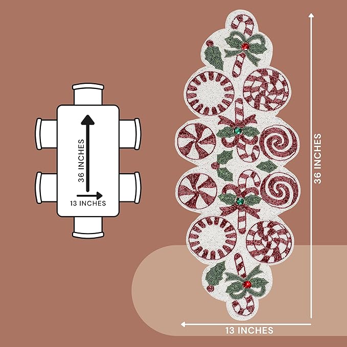 CLEENTABLE Handcrafted Beaded Table Runner – 36"x13" Art Deco Home Decor & - Image 7