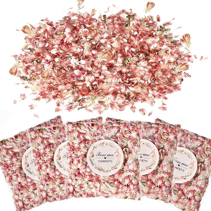 20 Pack Prefilled Confetti Packets, Biodegradable Flower Petals, Real Dried by Jexusev