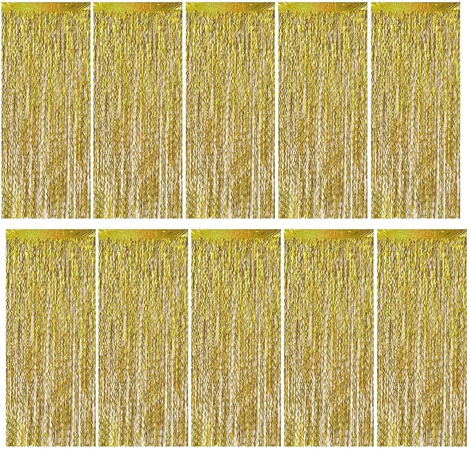 Gold Backdrop Birthday Decorations Foil Curtain Backdrop Gold Streamers Dance by BOMSI
